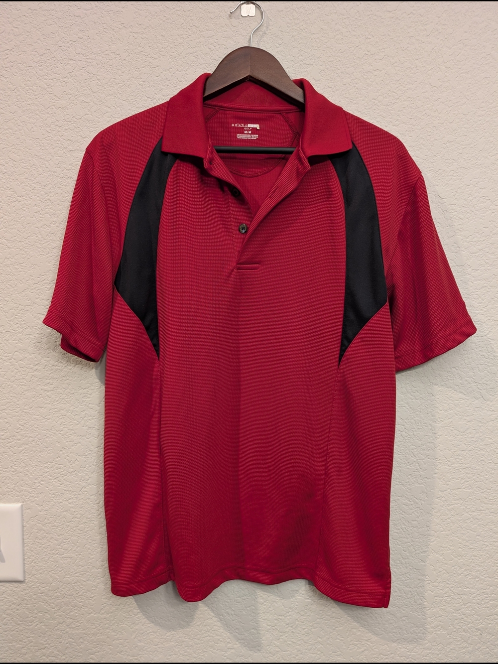 Grand Slam Men's Golf Sz M Red Polo Shirt with Black Panels - Unbranded
